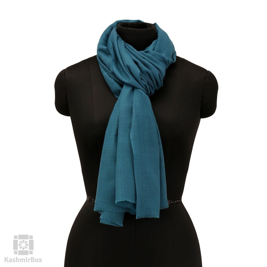 Cerulean Blue Plain Cashmere Pashmina Stole - KashmirBox.com