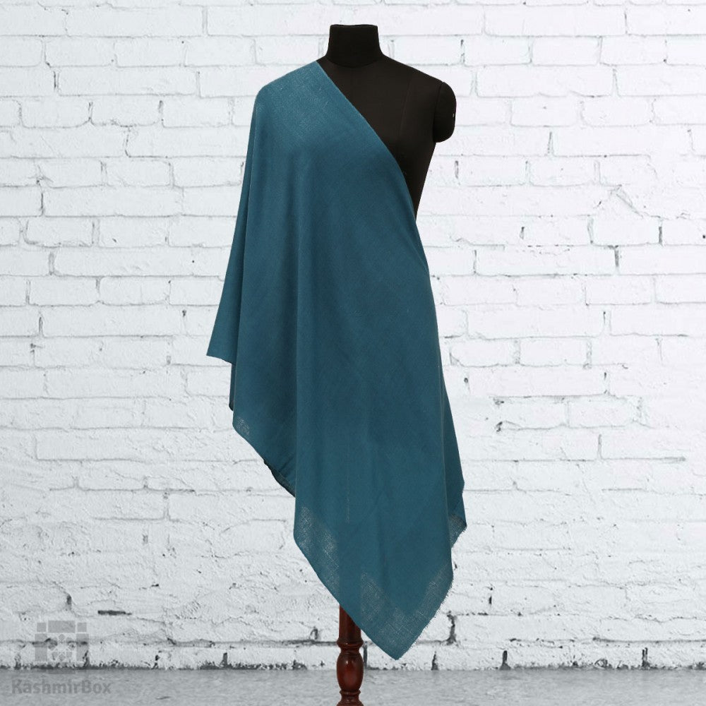 Cerulean Blue Plain Cashmere Pashmina Stole - KashmirBox.com