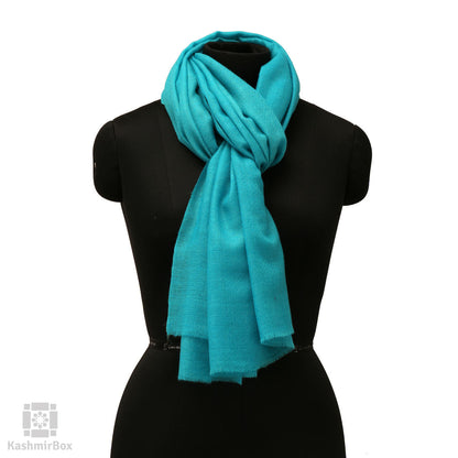 Sky Blue Plain Cashmere Pashmina Stole - KashmirBox.com