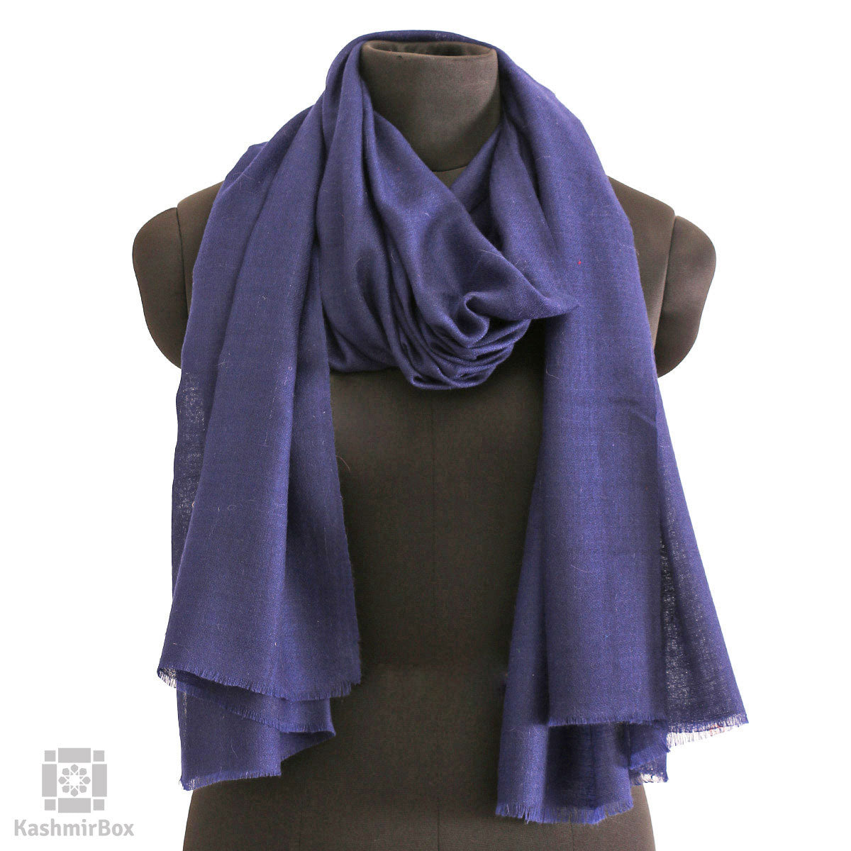 Aegean Blue Solid Cashmere Pashmina Stole - KashmirBox.com