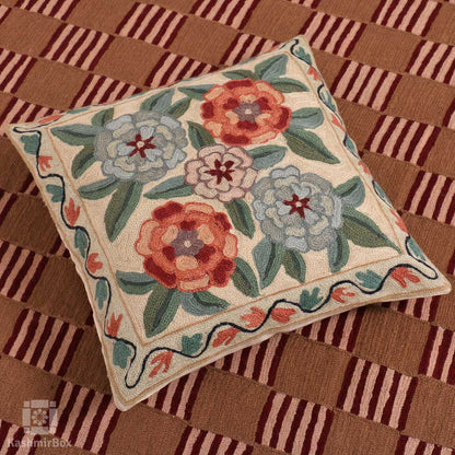 Floral Bouquet Handmade Cushion Cover (Set of 3) - KashmirBox.com