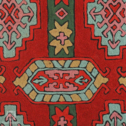 Geometric Chainstitch Handmade Pillow Cover (Set of 2) - Kashmir Box