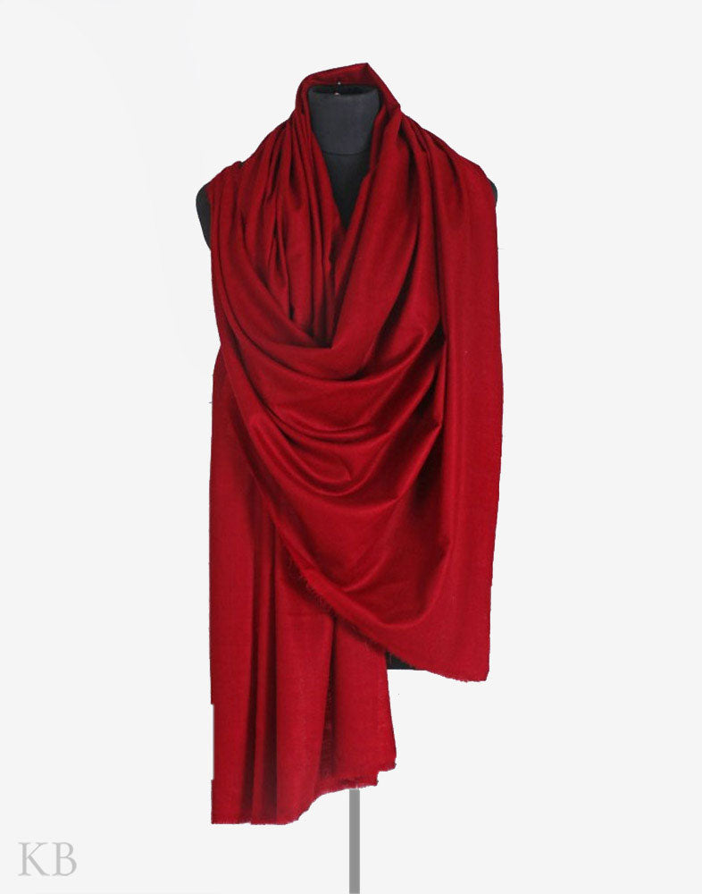 GI Berry Maroon Solid Pashmina Shawl - KashmirBox.com