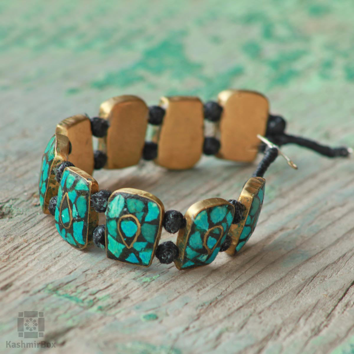 Squared Handmade Turquoise Bracelet - KashmirBox.com