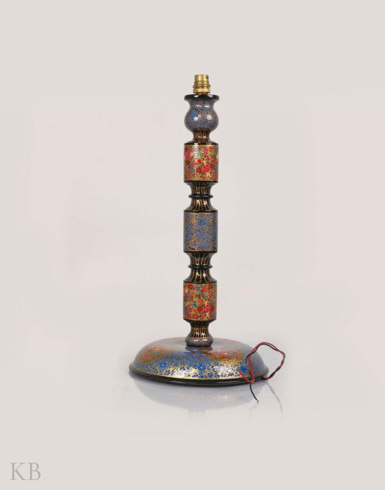 Blue Hazara Paper Mache Table Lamp - Kashmir Box