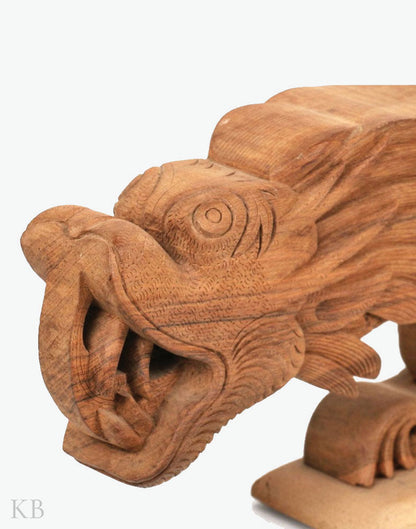 Walnut Wood Carved Dragon Sculpture - Kashmir Box