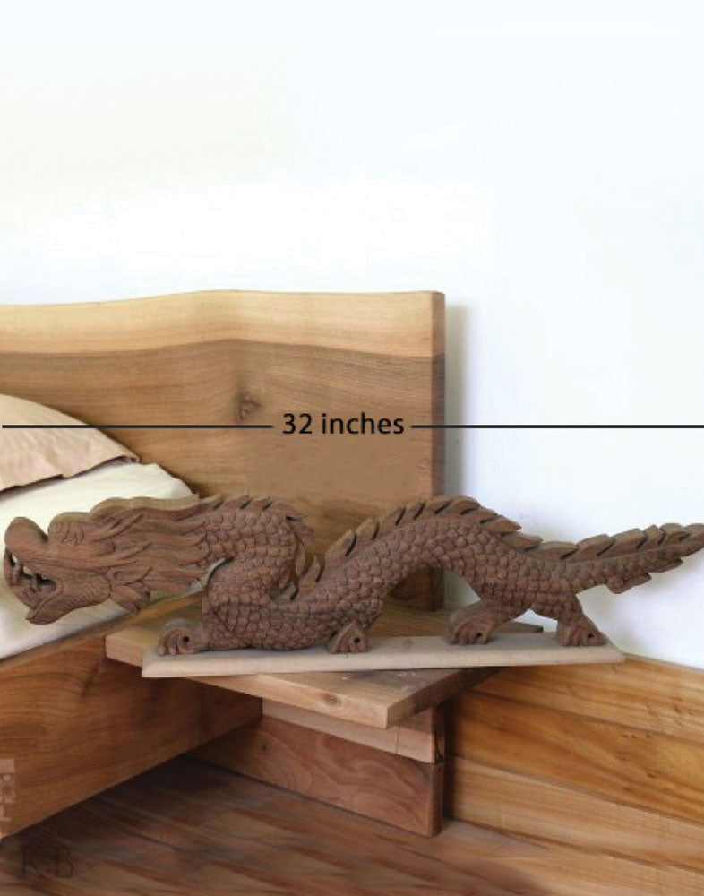 Walnut Wood Carved Dragon Sculpture - Kashmir Box