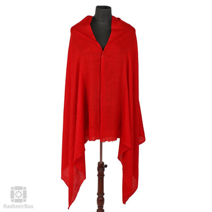 Candy Red Solid Styled Cashmere Pashmina Shawl - Kashmir Box