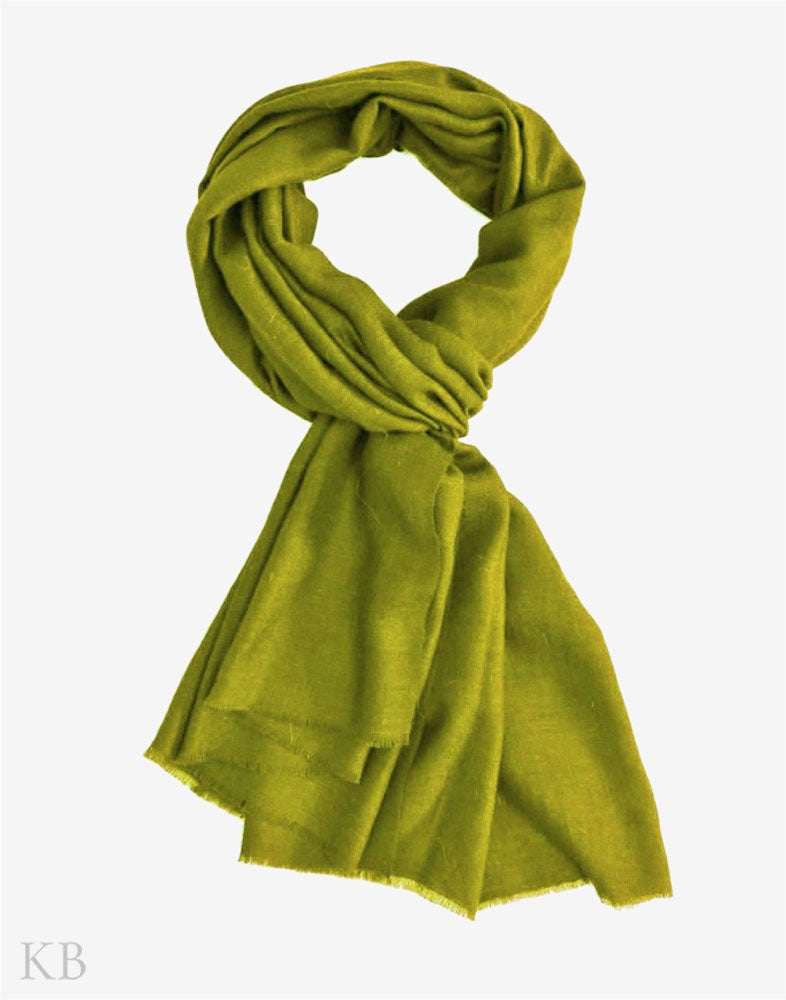 GI Certified Pear Green Solid Cashmere Pashmina Stole - Kashmir Box