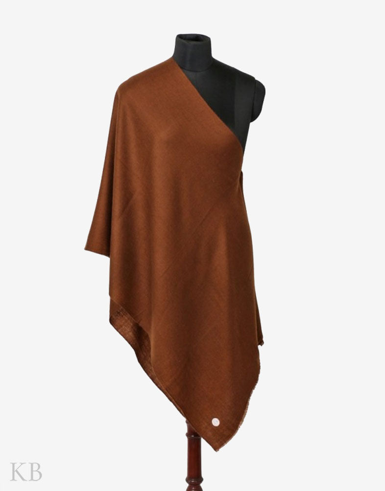 GI Certified Pecan Brown Solid Cashmere Pashmina Stole - Kashmir Box