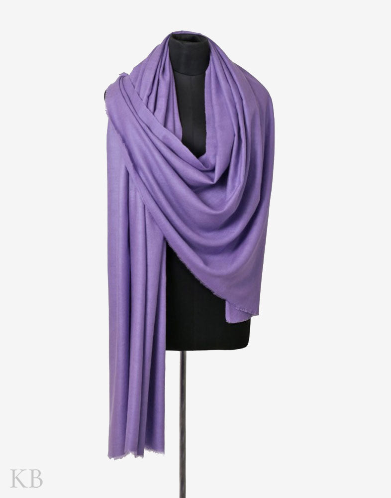 GI Certified Amethyst Purple Solid Cashmere Pashmina Shawl - Kashmir Box