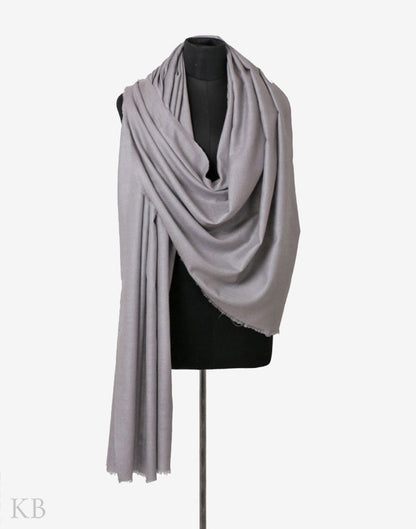 GI Certified Flint Grey Handmade Cashmere Pashmina Shawl - Kashmir Box