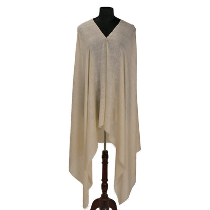 Solid Off White Cashmere Pashmina Shawl - Kashmir Box