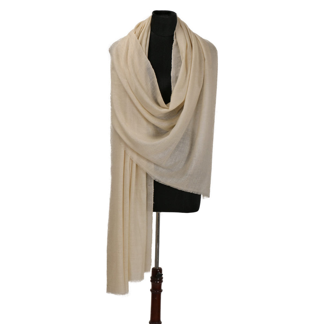 Solid Off White Cashmere Pashmina Shawl - Kashmir Box