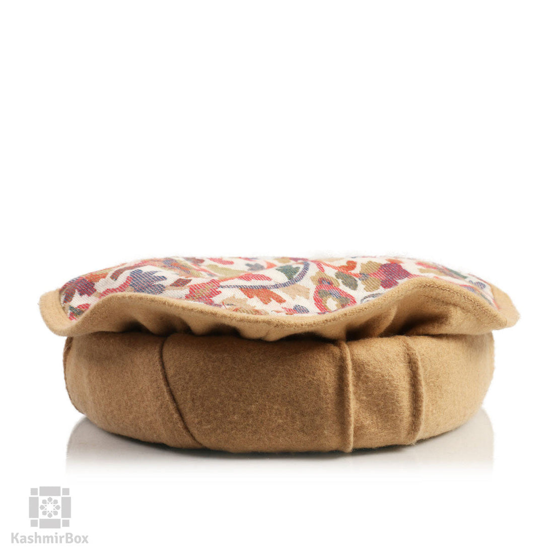 Latte Tan Kani Print Pakol Cap - Kashmir Box