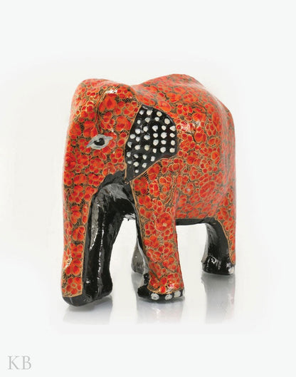 Red Floral Paper Mache Elephants (Set of 3) - Kashmir Box