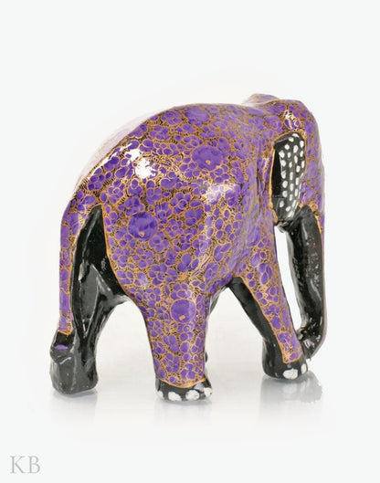 Purple Floral Paper Mache Elephants (Set of 3) - Kashmir Box