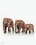 Multicoloured Floral Paper Mache Elephants (Set of 3) - Kashmir Box