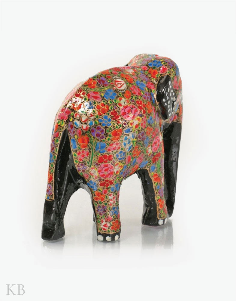 Multicoloured Floral Paper Mache Elephants (Set of 3) - Kashmir Box