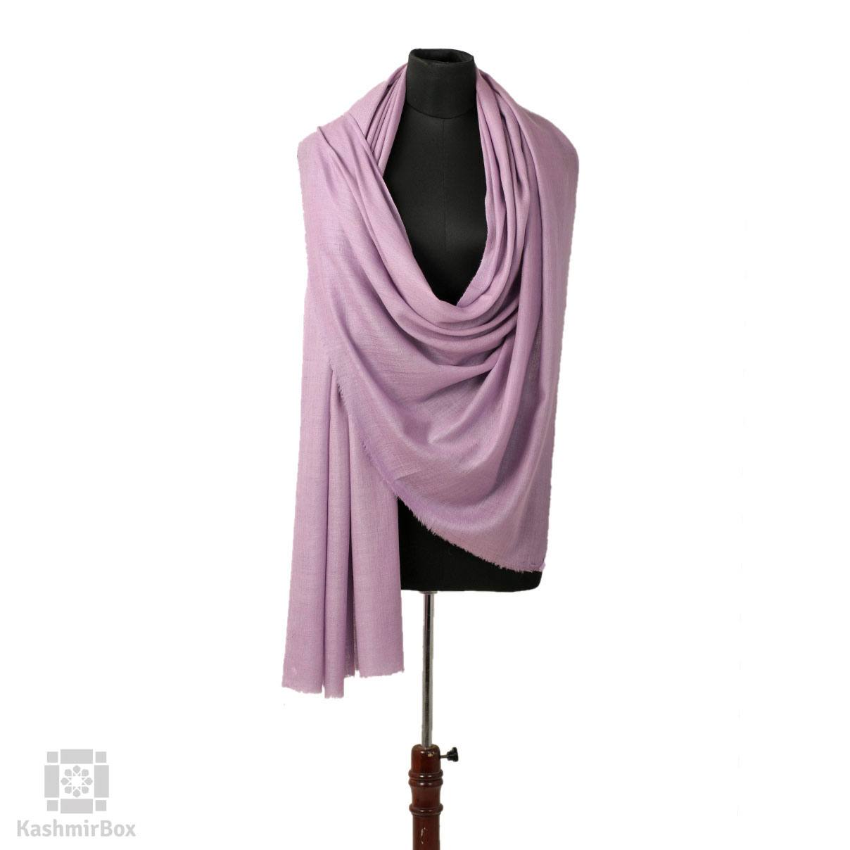 GI Certified Lavender Solid Cashmere Pashmina Shawl - Kashmir Box