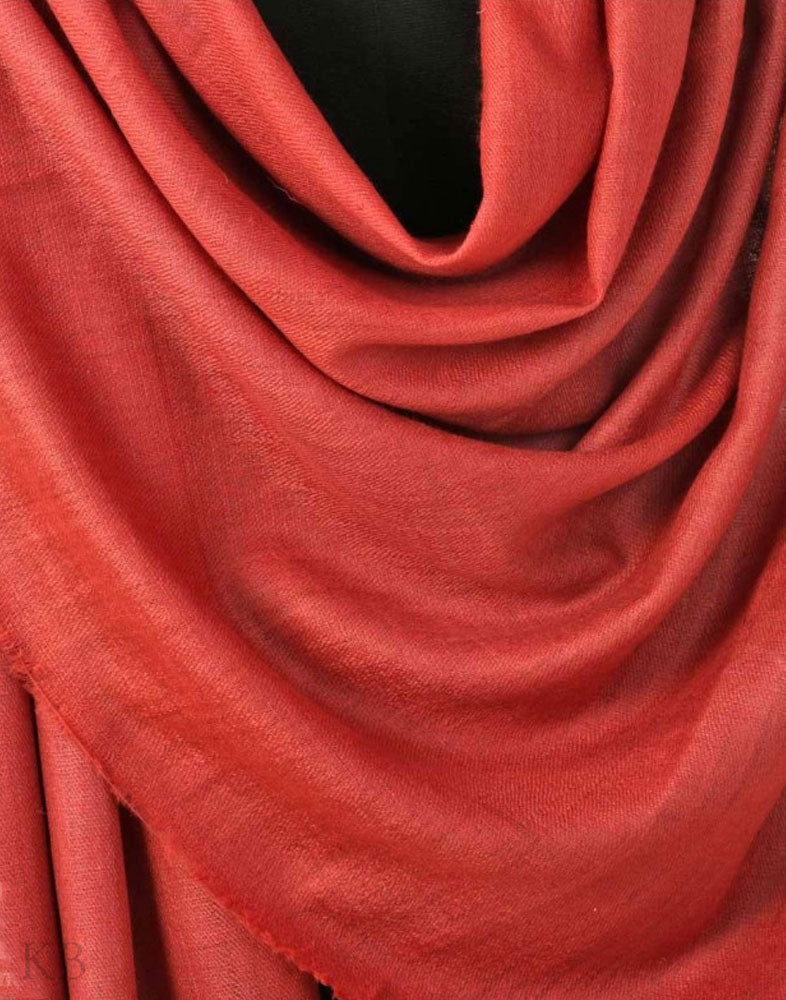 GI Certified Red Solid Cashmere Pashmina Shawl - Kashmir Box