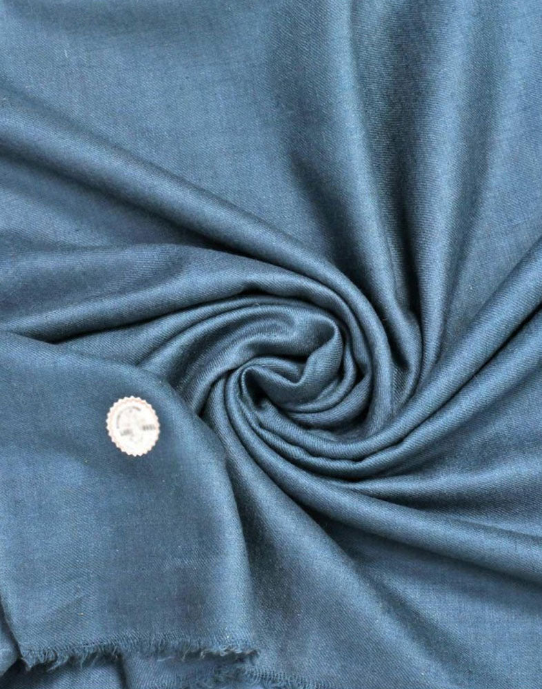 GI Certified Spruce Blue Solid Cashmere Pashmina Shawl - Kashmir Box