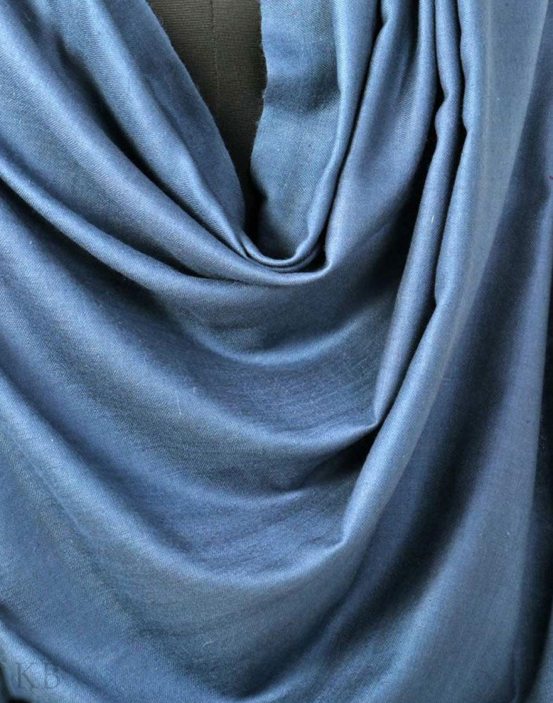 GI Certified Spruce Blue Solid Cashmere Pashmina Shawl - Kashmir Box