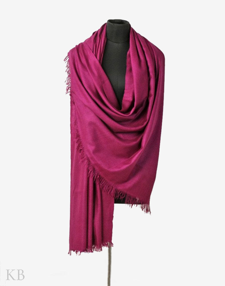 GI Certified Magenta Solid Cashmere Pashmina Shawl - Kashmir Box