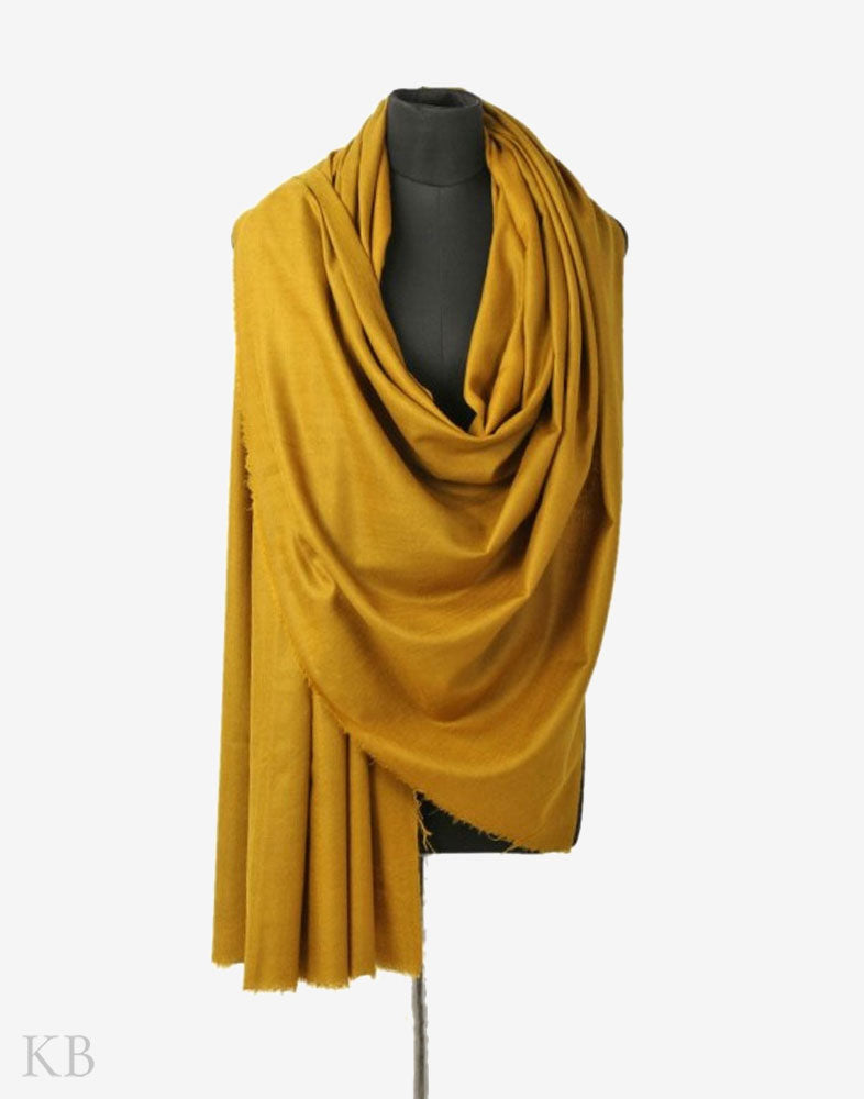 GI Certified Yellow Green Solid Cashmere Pashmina Shawl - Kashmir Box