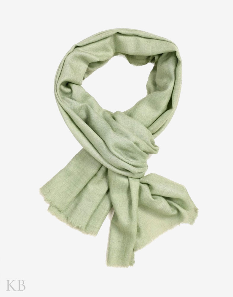 GI Certified Green Solid Cashmere Pashmina Stole - Kashmir Box