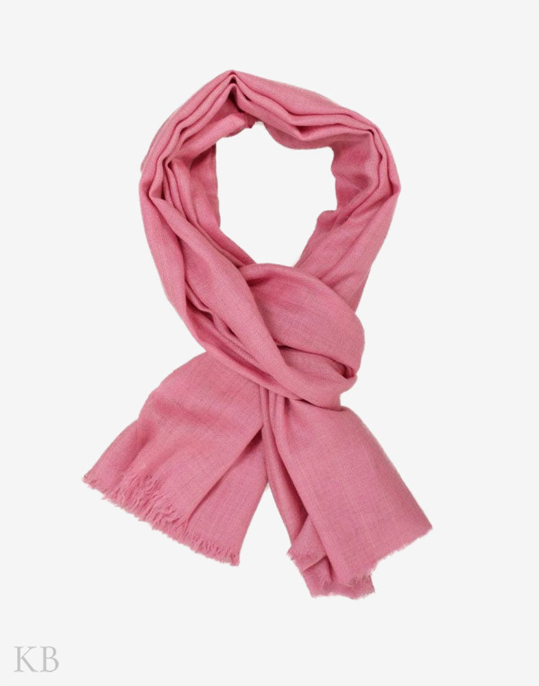 GI Certified Flamingo Pink Solid Cashmere Pashmina Stole - Kashmir Box