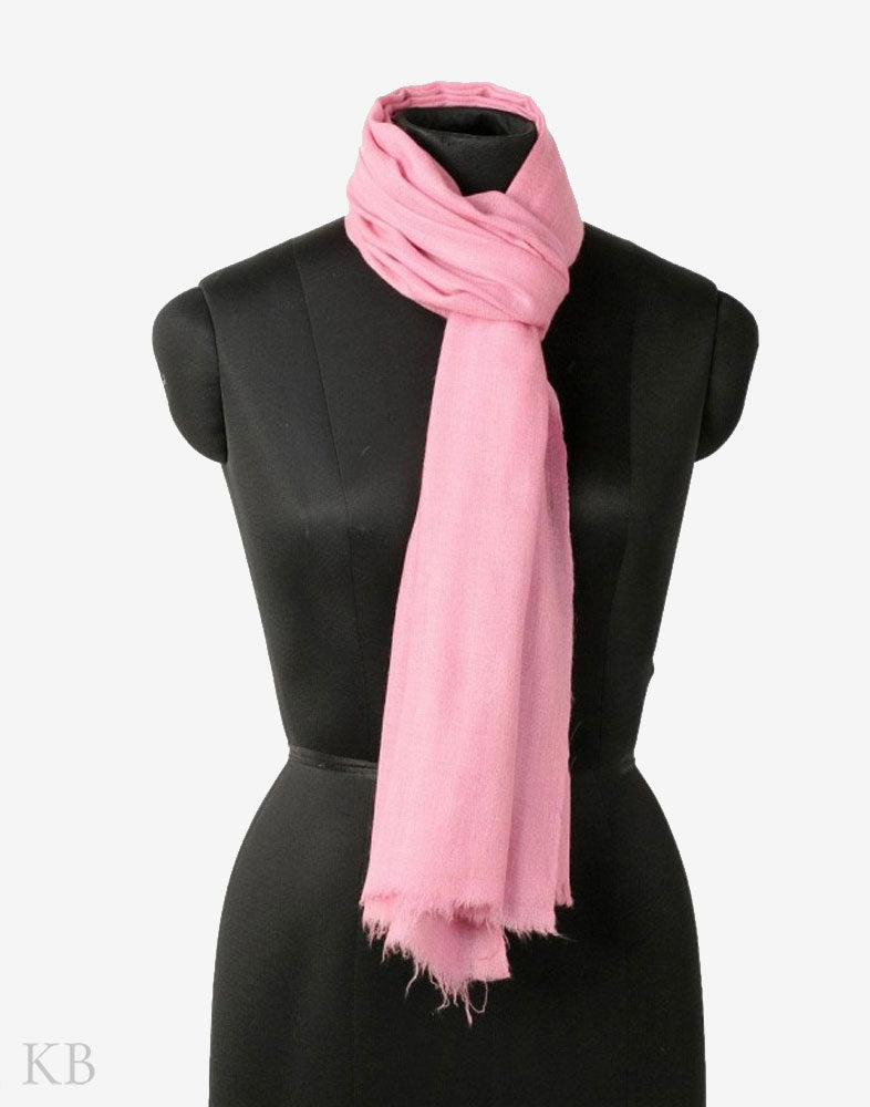 GI Certified Flamingo Pink Solid Cashmere Pashmina Stole - Kashmir Box