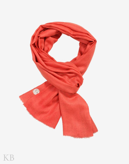 GI Certified Strawberry Pink Solid Cashmere Pashmina Stole - Kashmir Box