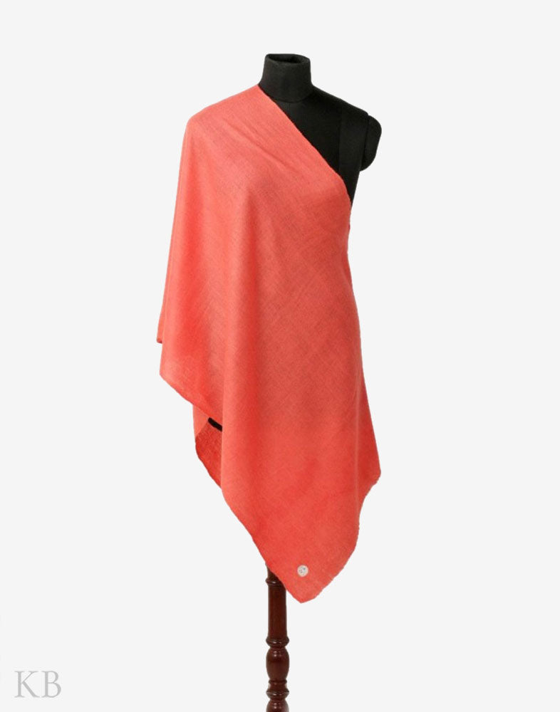 GI Certified Strawberry Pink Solid Cashmere Pashmina Stole - Kashmir Box