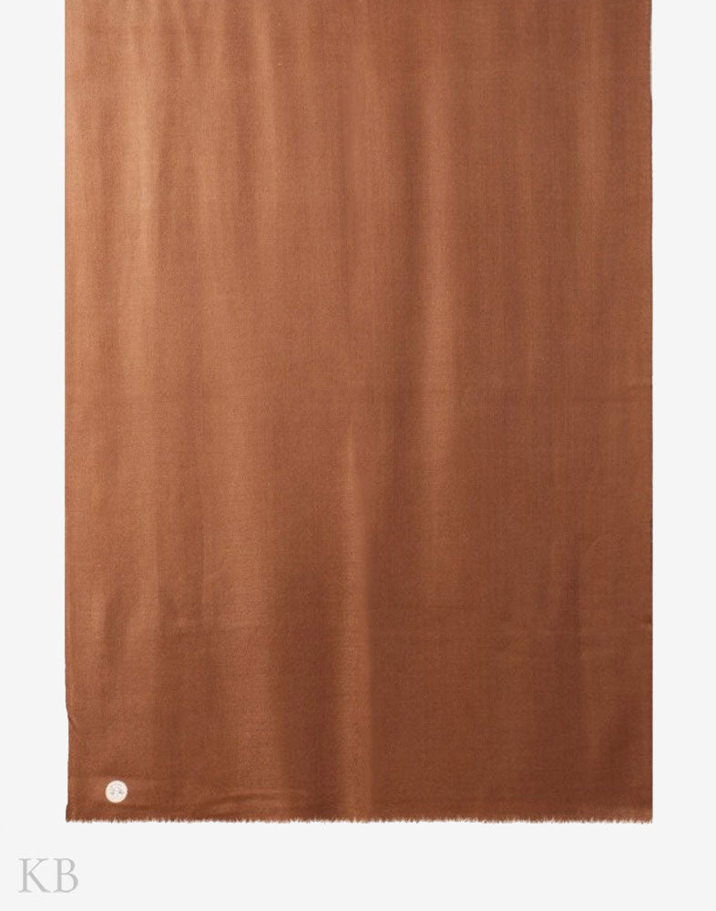 GI Certified Tawny Brown Solid Cashmere Pashmina Stole - Kashmir Box