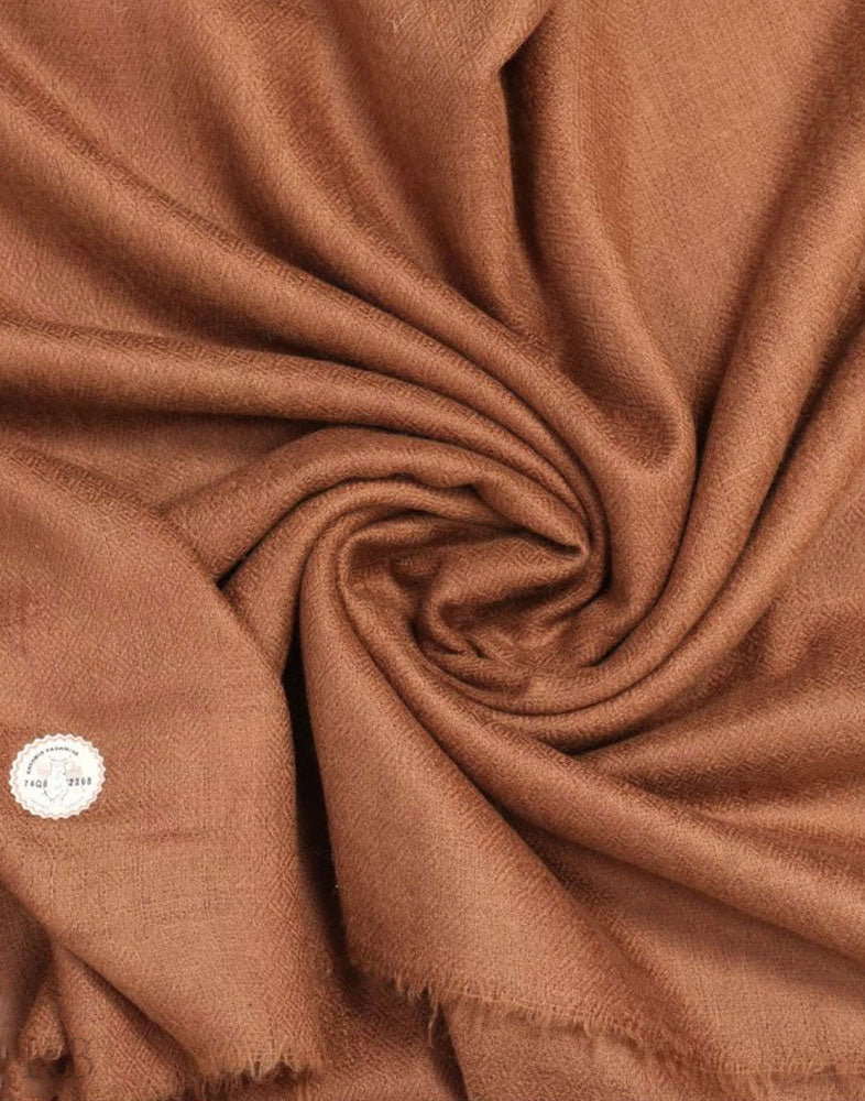 GI Certified Tawny Brown Solid Cashmere Pashmina Stole - Kashmir Box