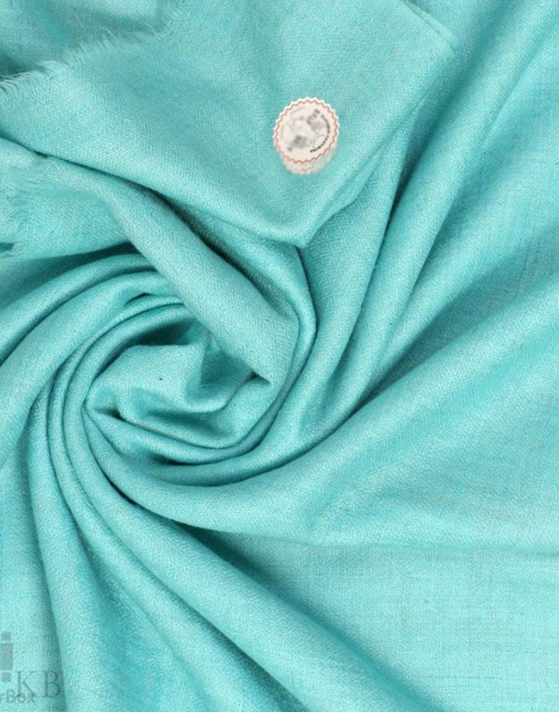 GI Certified Arctic Blue Solid Cashmere Pashmina Stole - Kashmir Box