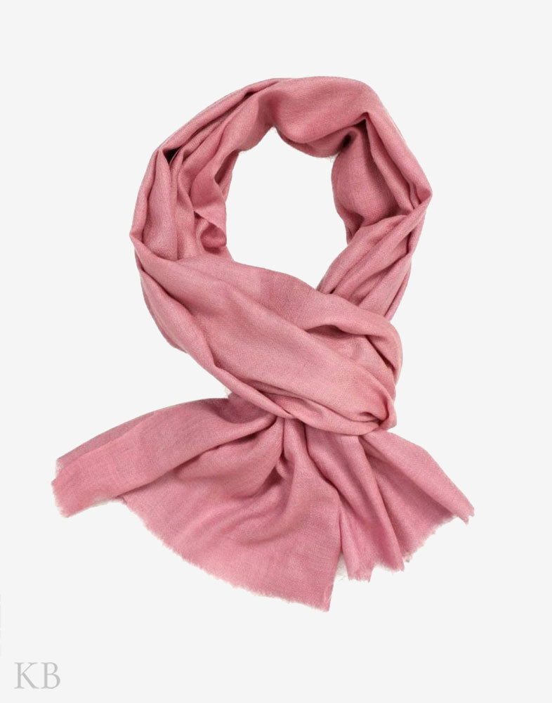 GI Certified Rose Pink Solid Cashmere Pashmina Stole - Kashmir Box