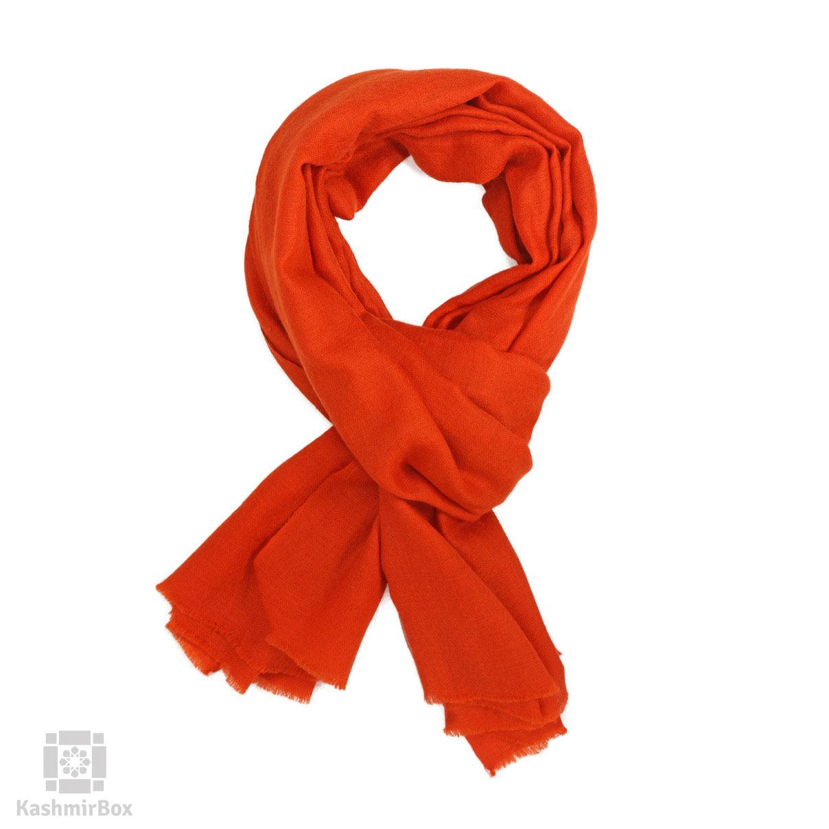 Tiger Orange Solid Cashmere Pashmina Stole - Kashmir Box