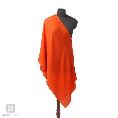 Tiger Orange Solid Cashmere Pashmina Stole - Kashmir Box