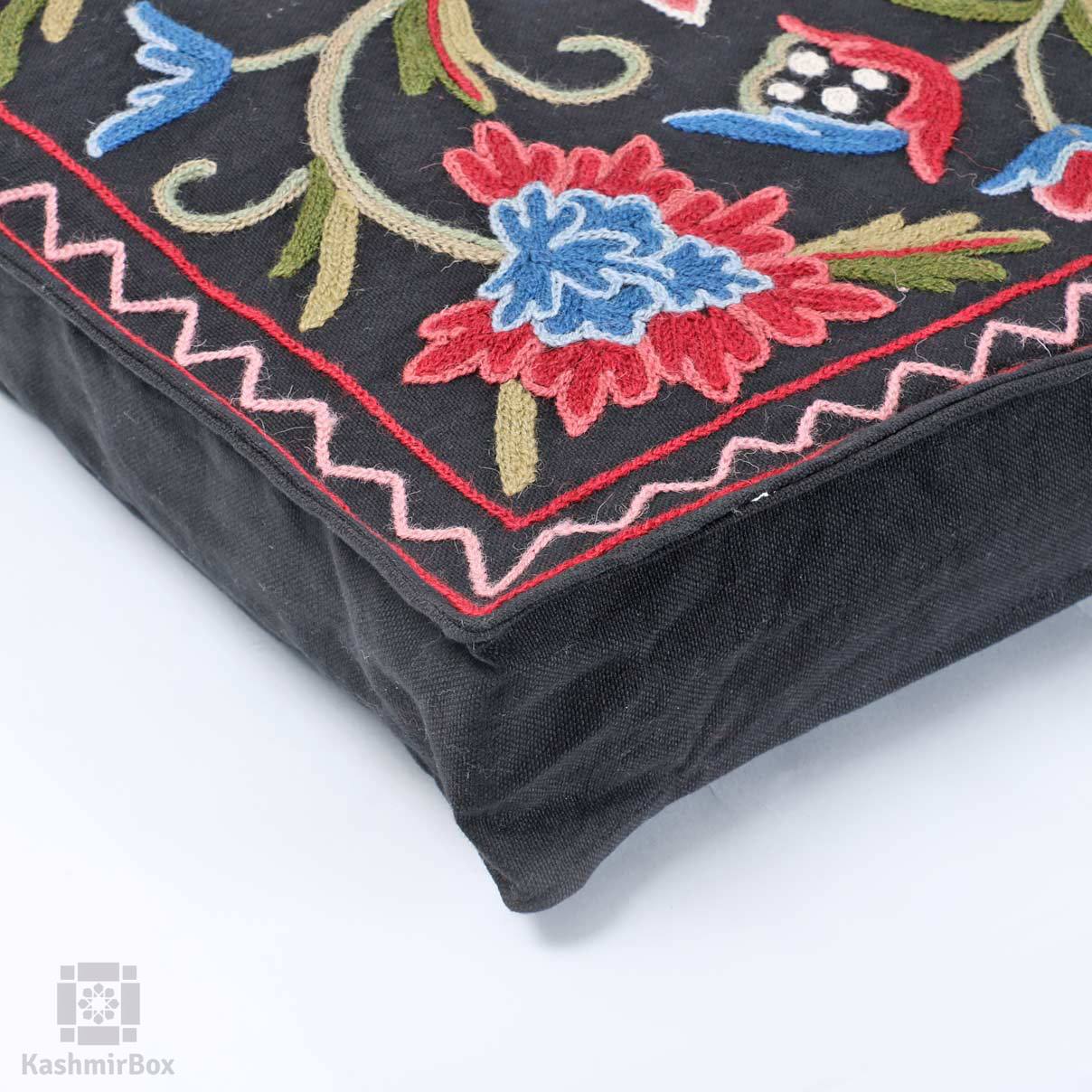 Mushk Crewel Hand Embroidered Cushion Cover - Kashmir Box