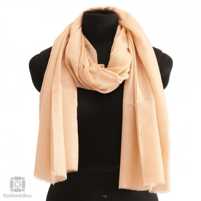 Beige Square Woolen Scarf - Kashmir Box