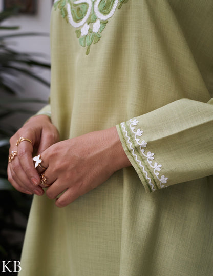 Nigeen Kashmiri Aari Light Green Kurti - Kashmir Box