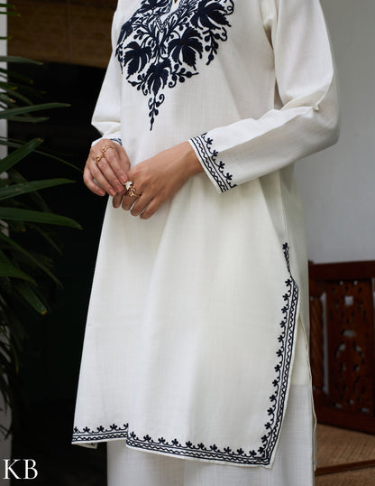 Nigeen Kashmiri Aari Off-white Co-ord Set