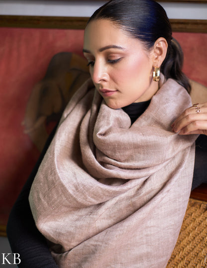 Patel Pink Metallic Zari Handwoven Reversible Cashmere Pashmina Shawl