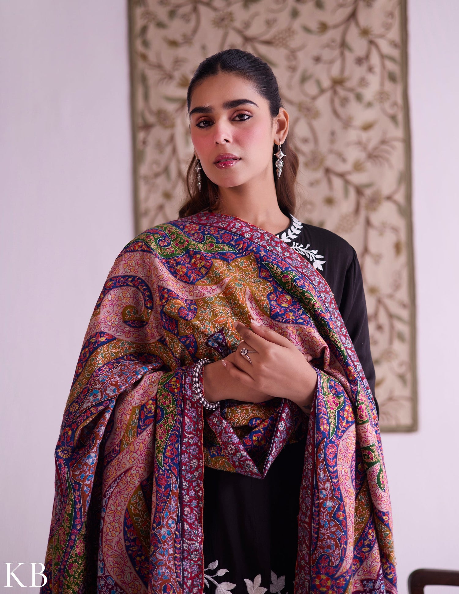 Kashmiri Handwoven Pashmina Jamawar Sozni Shawl – Multicoloured Paisley | Handwoven Heritage
