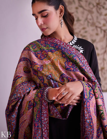 Kashmiri Handwoven Pashmina Jamawar Sozni Shawl – Multicoloured Paisley | Handwoven Heritage