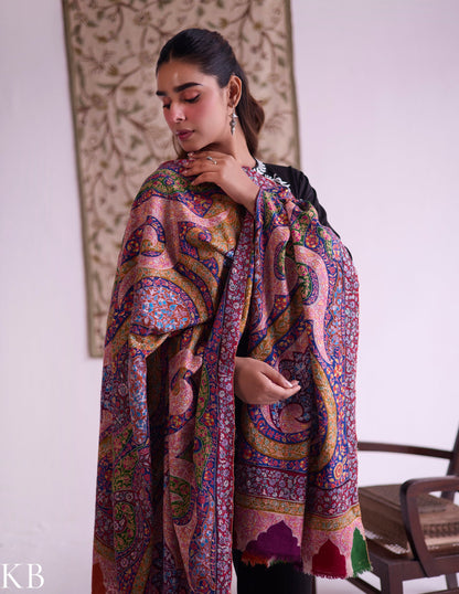 Kashmiri Handwoven Pashmina Jamawar Sozni Shawl – Multicoloured Paisley | Handwoven Heritage