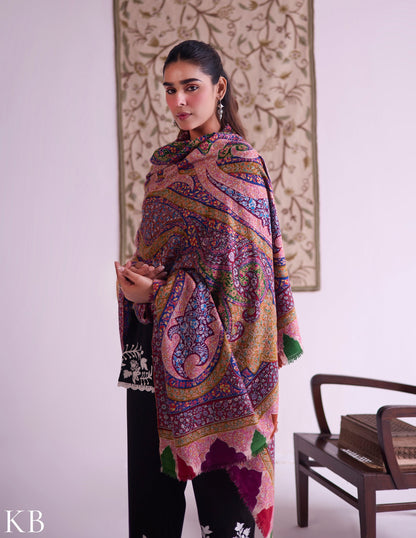 Kashmiri Handwoven Pashmina Jamawar Sozni Shawl – Multicoloured Paisley | Handwoven Heritage