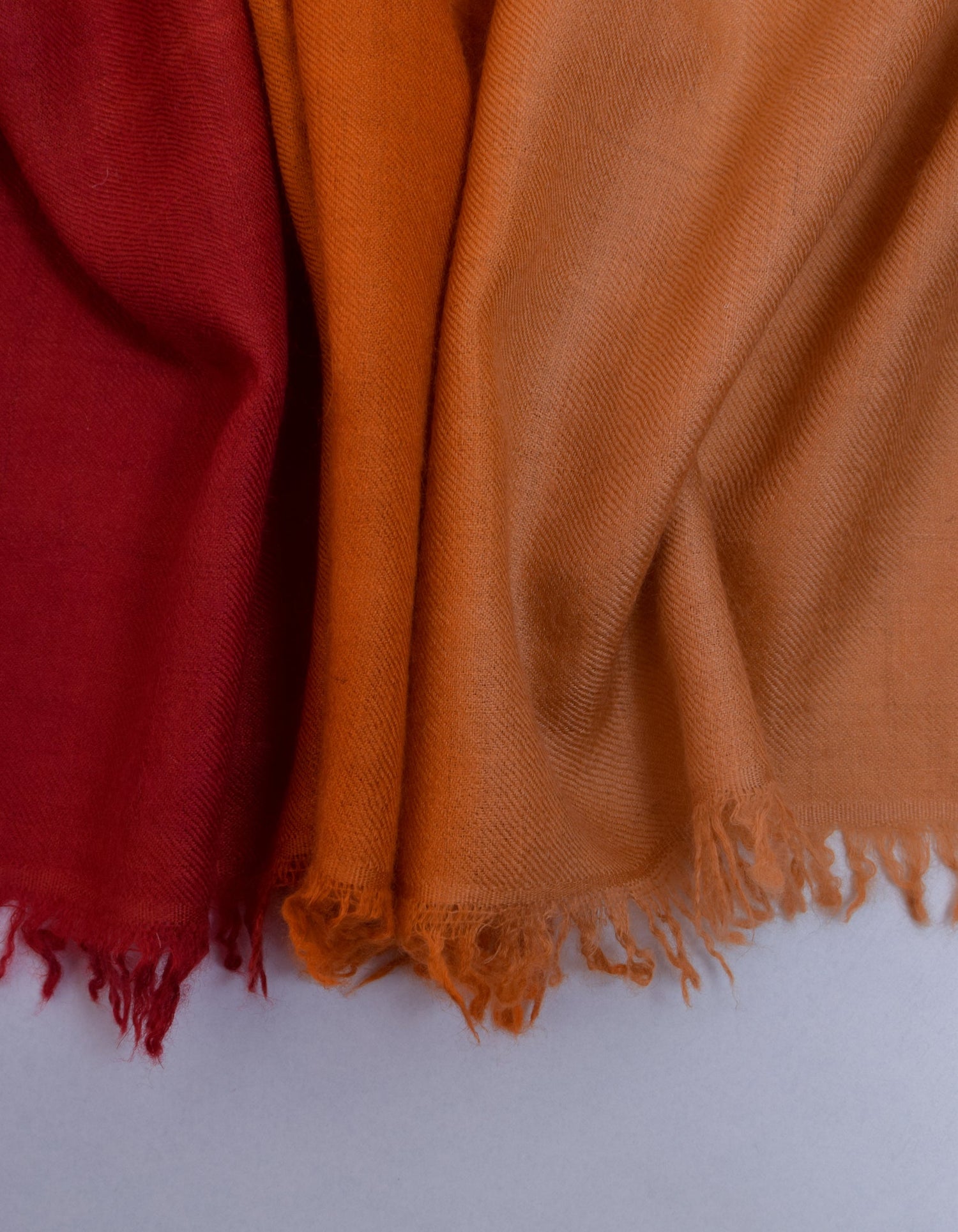 Ombre Orange-Red Handwoven Sozni Embroidered Cashmere Pashmina Stole